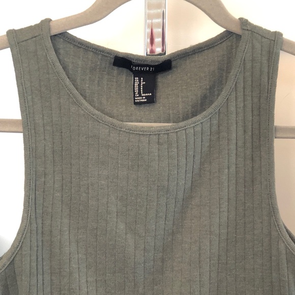 Forever 21 Sz S Adorable Olive Rib Knit Crop Top - Picture 4 of 9